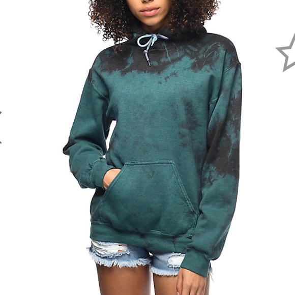 green and black tie dye hoodie